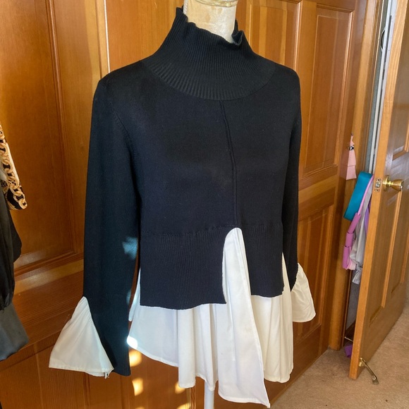 Couture Two Tone Ruffle Hem Sweater - Picture 5 of 16